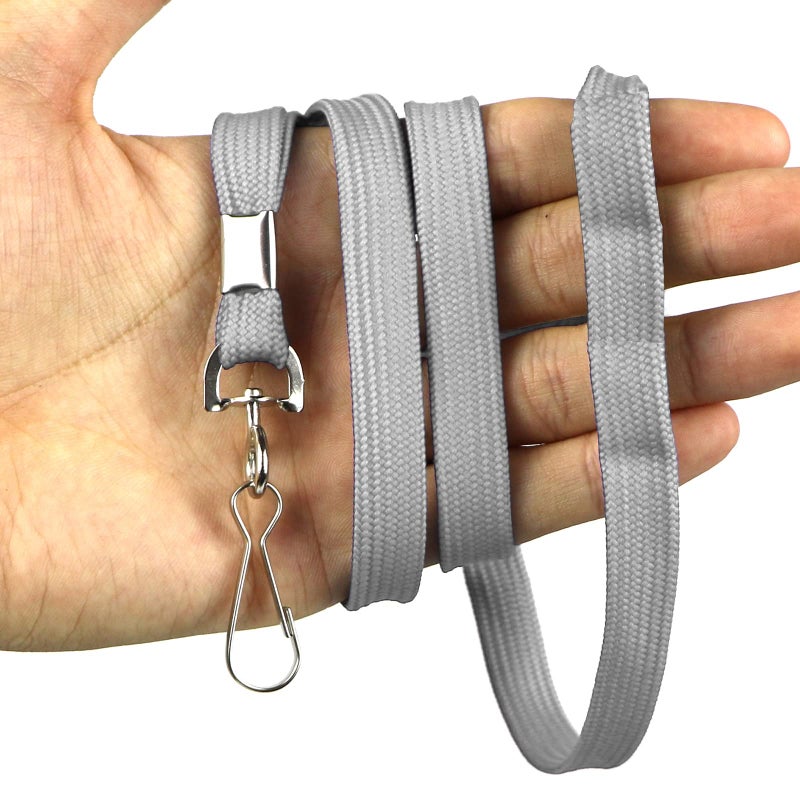 Beebel Lanyards 100 Pack Gray Lanyard with Swivel Hook Clips for ID Name Badge Holder (Gray, 100 Pack) - Image 5